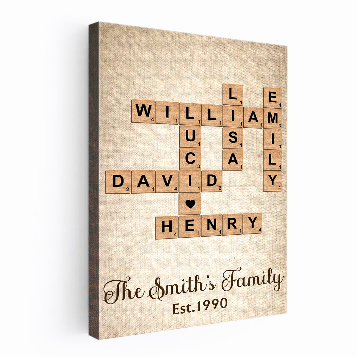 Family Crossword Art - Personalized Customized Canvas/poster