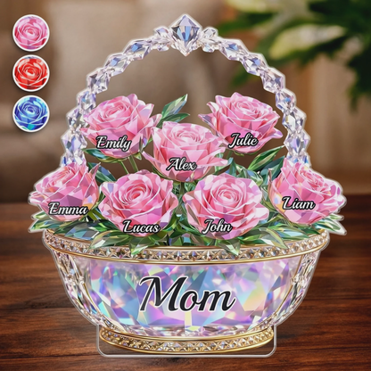 Mom Is My Home - Personalized Shining Flower Basket Acrylic Plaque