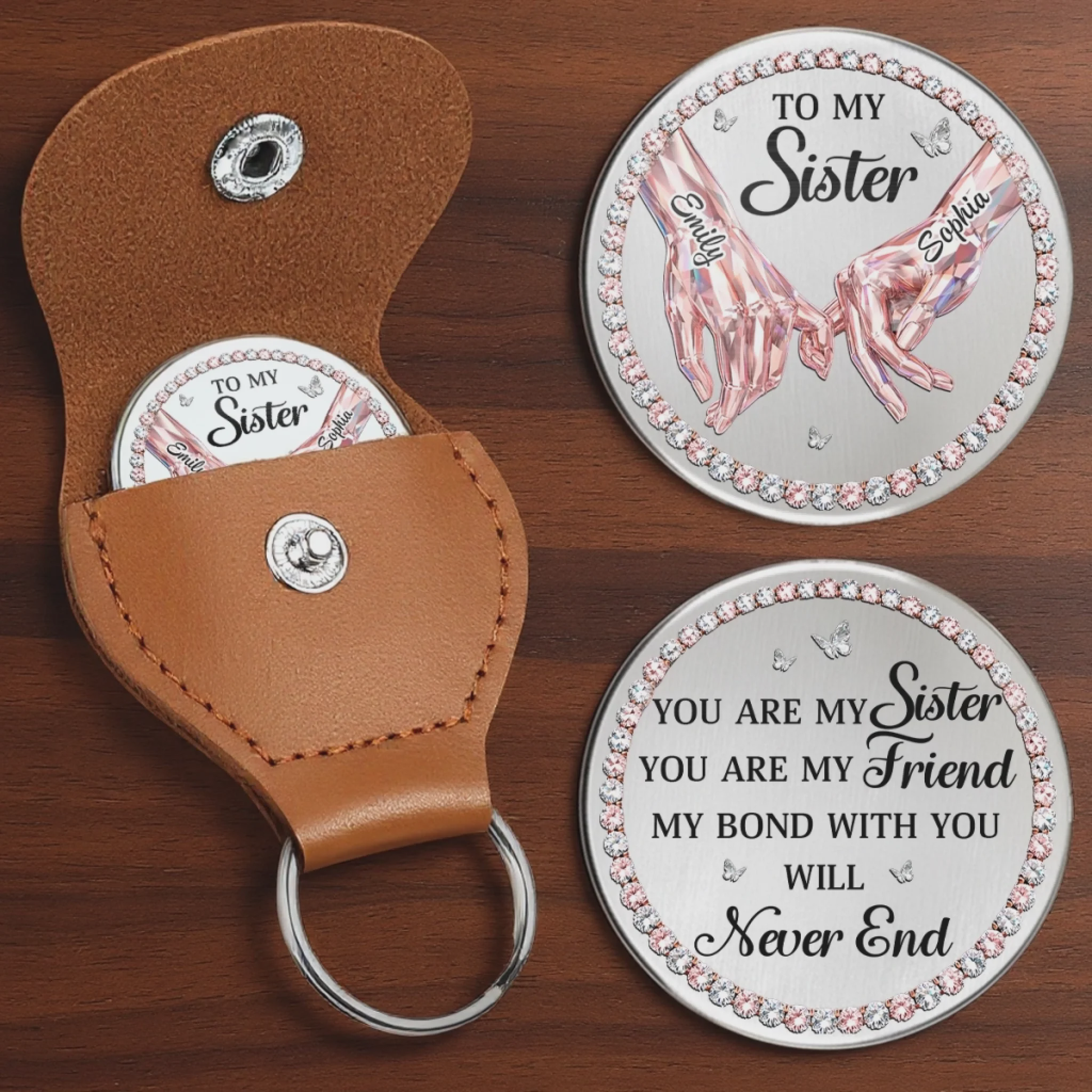 “Sisters Always Stand Together” - Personalized Pocket Hug - Custom Gift for Sister