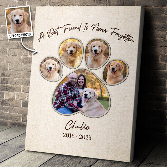Personalized Custom Pet Photo “A Best Friend Is Never Forgetten” Canvas / Poster - Custom Gift For Pet Dog Memorial Loss