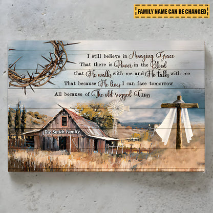 Personalized 'Amazing Grace' Canvas - Rustic Family Faith Home Art