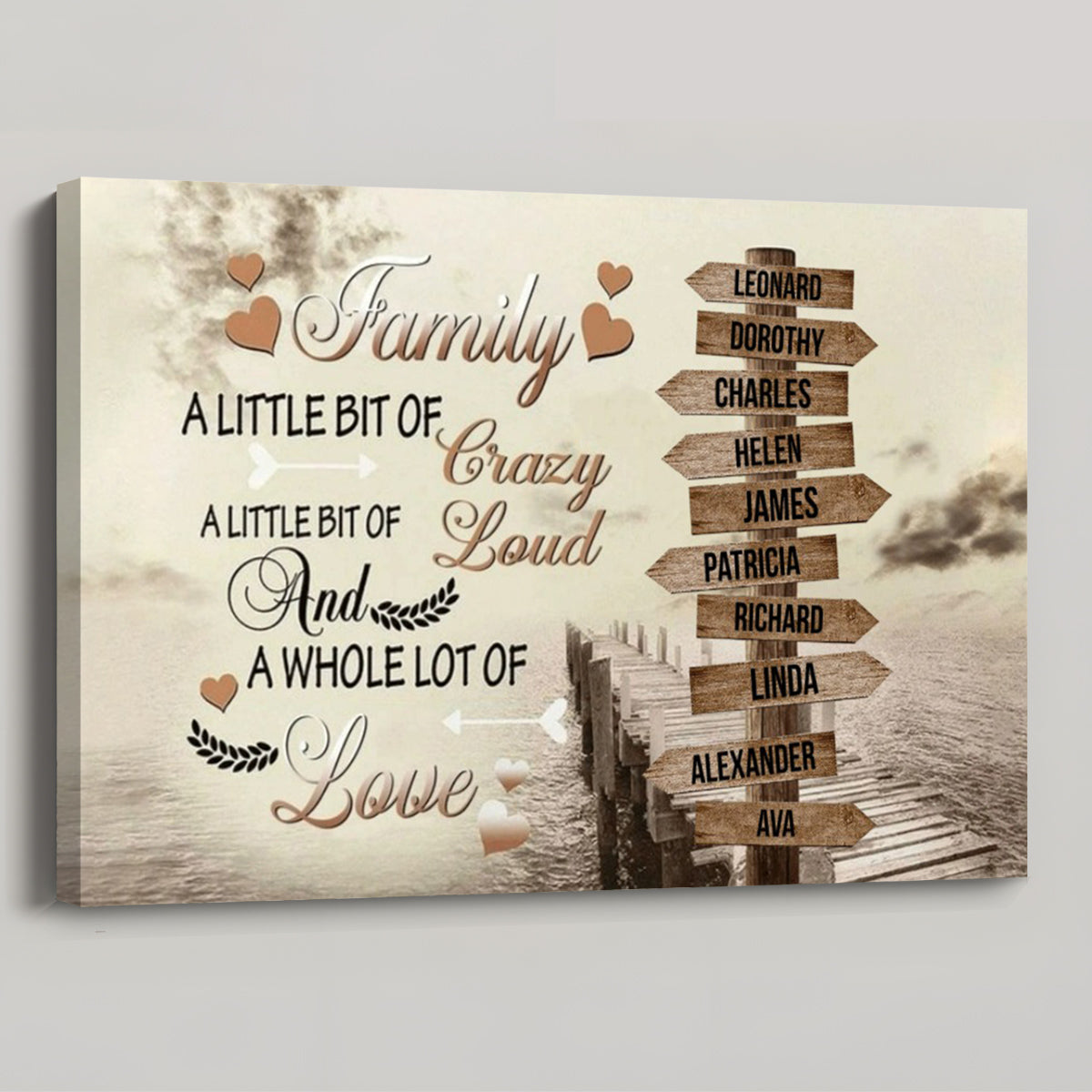 Personalized Family Canvas / Poster: 'Crazy, Loud & A Whole Lot of Love' Wall Art