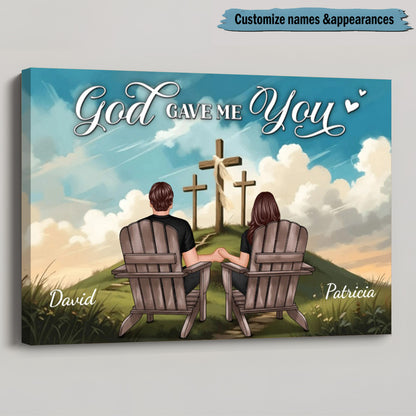 Personalized 'God Gave Me You' Couple Canvas - Christian Anniversary Gift