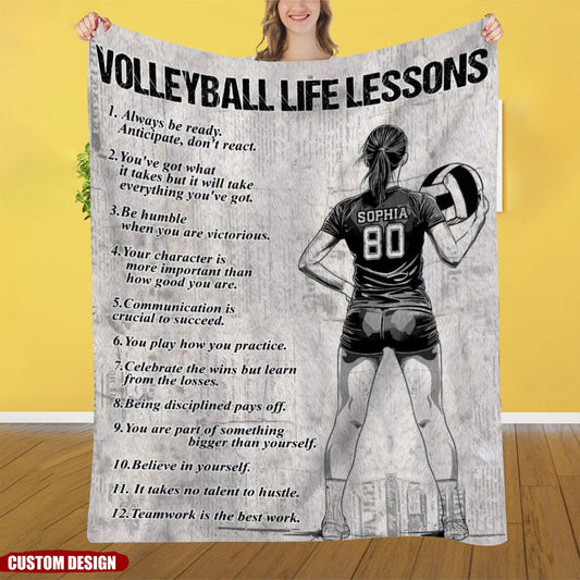 Personalized Motivational Volleyball Blanket - Gift for Girls & Players