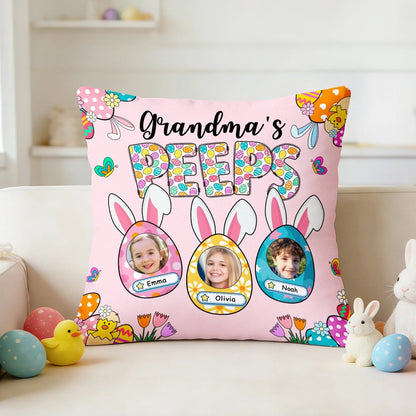 Grandma's Bunnies Ears - Personalized Easter Eggs Photo Pillow