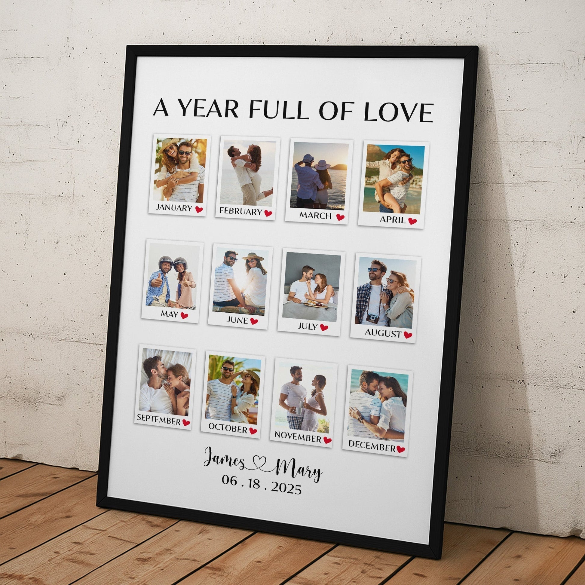 A Year Full Of Love - Personalized Custom Couple Photo Canvas / Poster