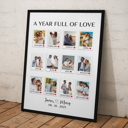 A Year Full Of Love - Personalized Custom Couple Photo Canvas / Poster