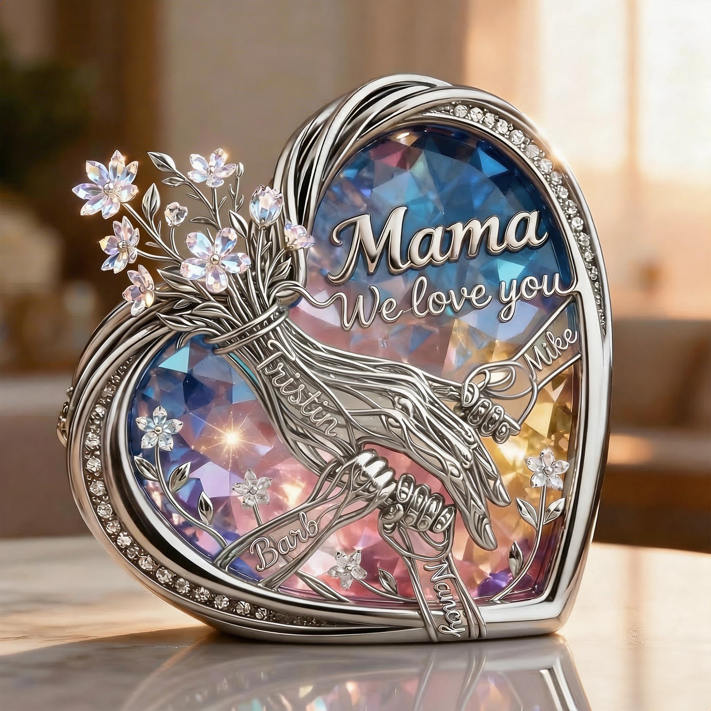 “Mom & Children Holding Hands” - Personalized Acrylic Plaque