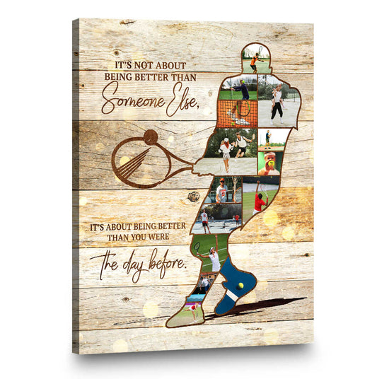 Personalized Tennis Player Collage Canvas / Poster - Custom Gift for Coach & Teammates