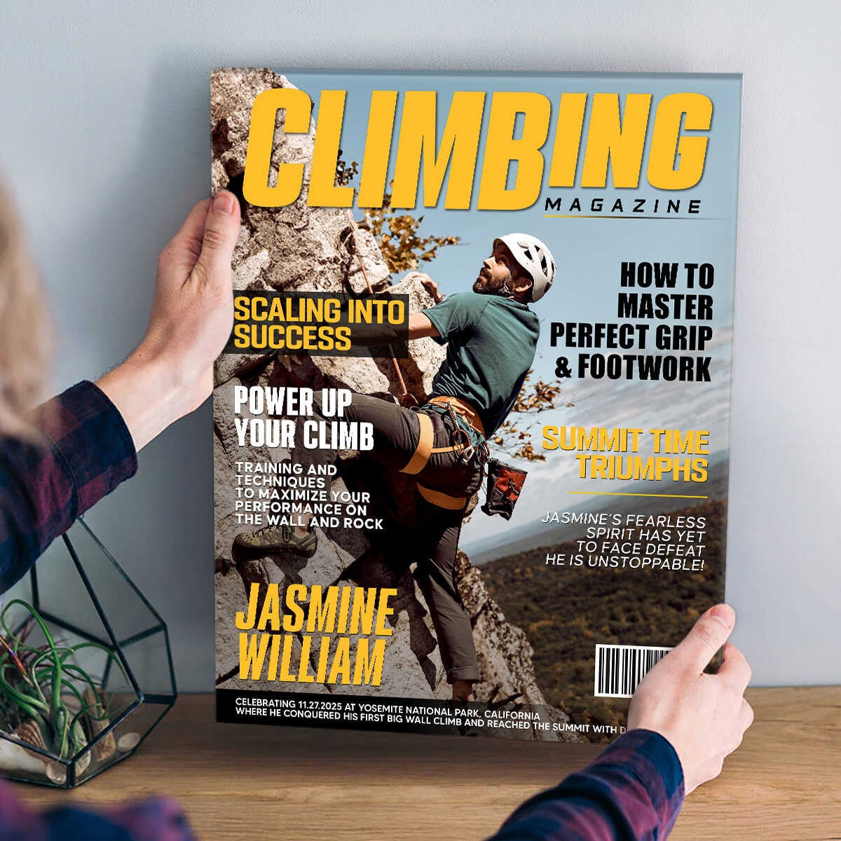 Custom Climbing Magazine Cover personalization view for Dad