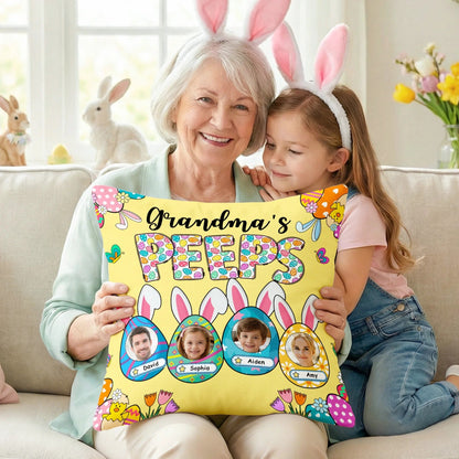 Grandma's Bunnies Ears - Personalized Easter Eggs Photo Pillow