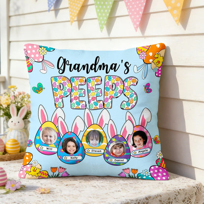 Grandma's Bunnies Ears - Personalized Easter Eggs Photo Pillow