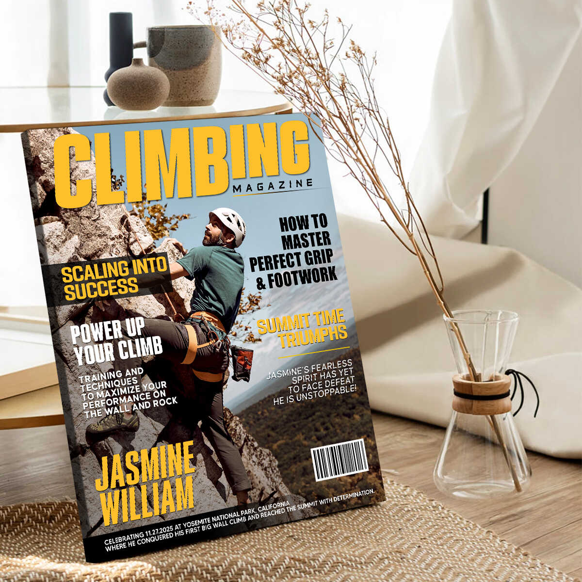 Custom Climbing Magazine Cover for Dad with personalized design details for meaningful gifting image 7
