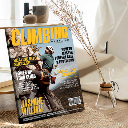 Custom Climbing Magazine Cover for Dad with personalized design details for meaningful gifting image 7