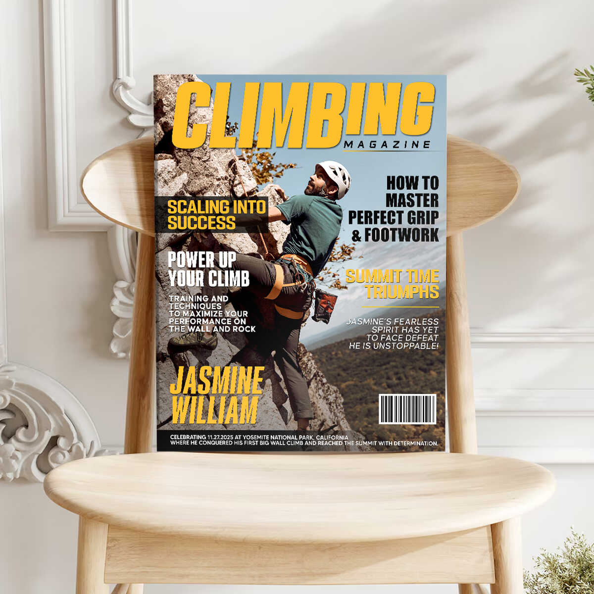 Custom Climbing Magazine Cover for Dad with personalized design details for meaningful gifting image 6