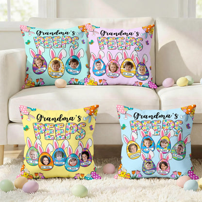 Grandma's Bunnies Ears - Personalized Easter Eggs Photo Pillow