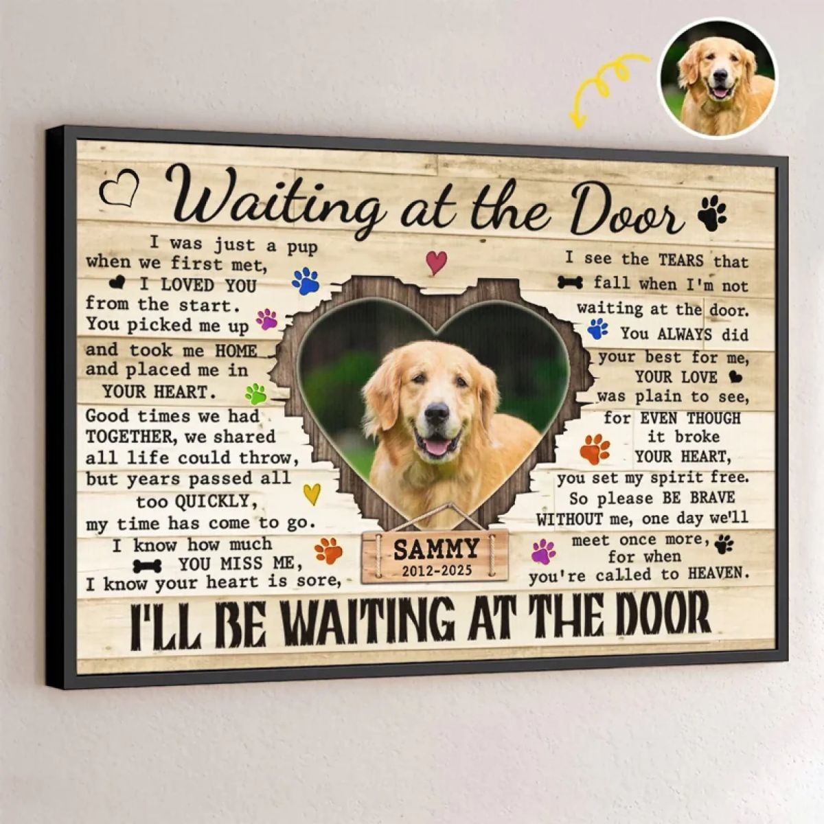 I’ll Be Waiting At The Door - Personalized Pet Memorial Canvas / Poster