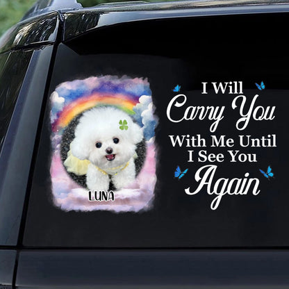 "You Left Paw Prints On My Heart" - Personalized Pet Memorial Car Sticker for Dog Lovers