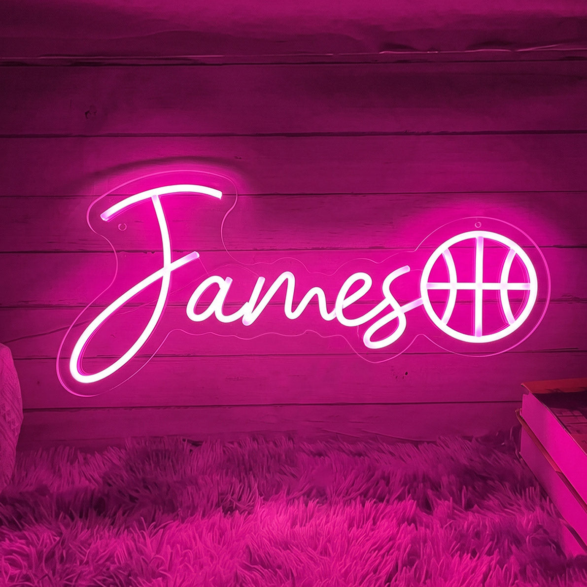 Personalised LED Neon Sign - Custom Name & Sports Ball Light for Wall Decor