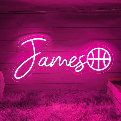 Personalised LED Neon Sign - Custom Name & Sports Ball Light for Wall Decor