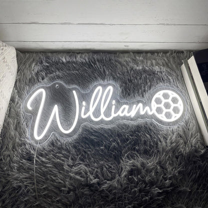 Personalised LED Neon Sign - Custom Name & Sports Ball Light for Wall Decor