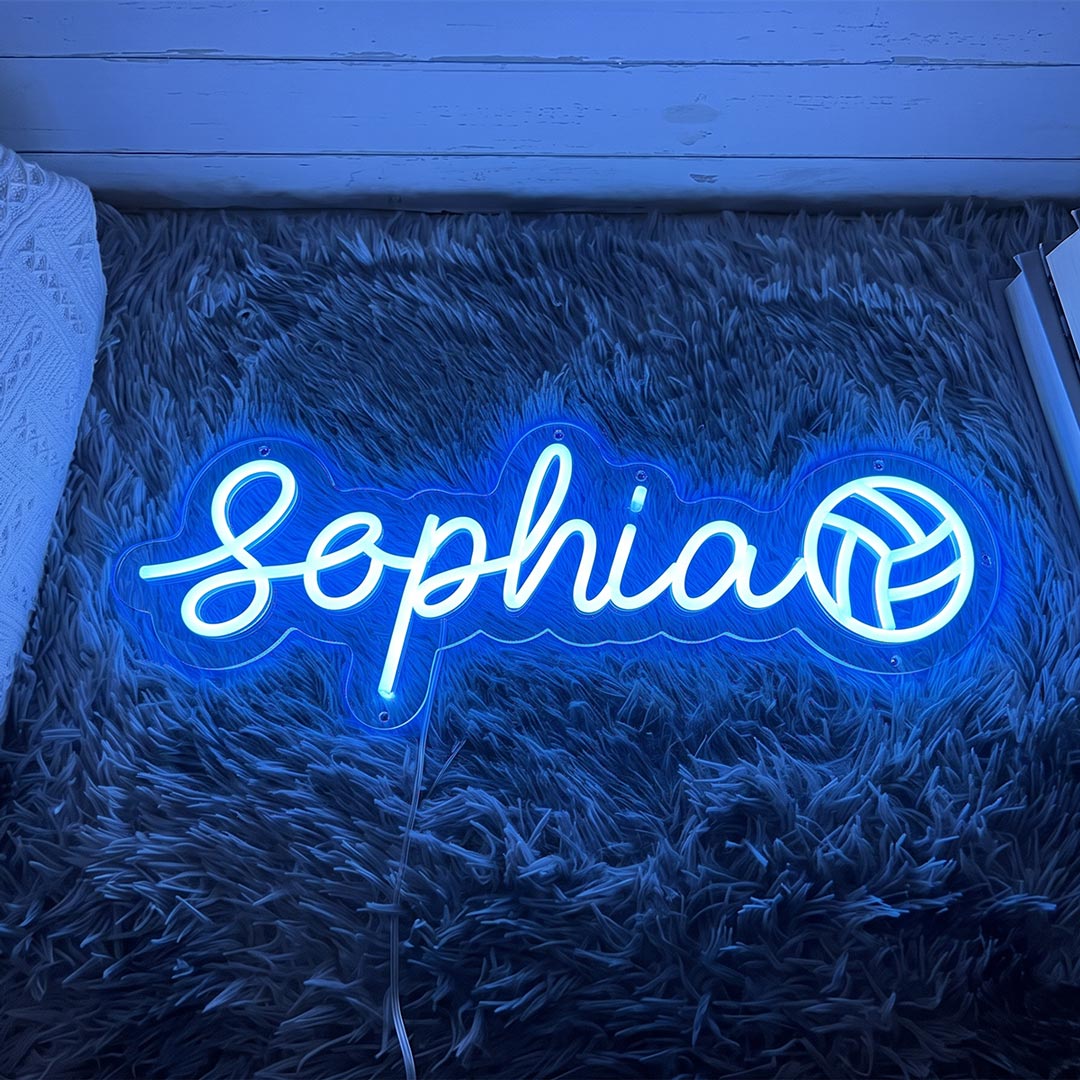 Personalised LED Neon Sign - Custom Name & Sports Ball Light for Wall Decor