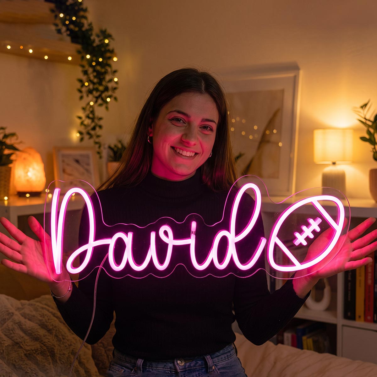 Personalised LED Neon Sign - Custom Name & Sports Ball Light for Wall Decor