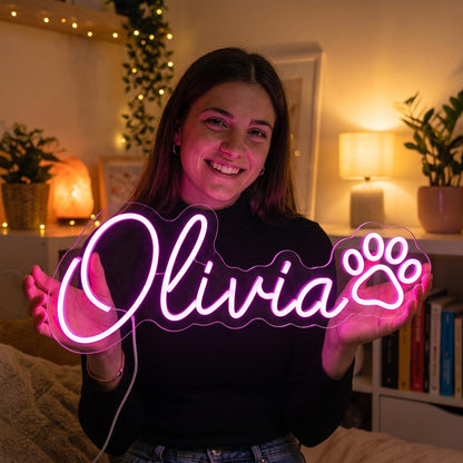 Personalised LED Neon Sign - Custom Name & Pet Logo Light for Wall Decor