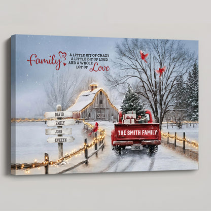 (Now with 11-20 People Option) Customizable ‘All Roads Lead Home at Christmas’ Truck Canvas / Poster - Personalize Names & Year