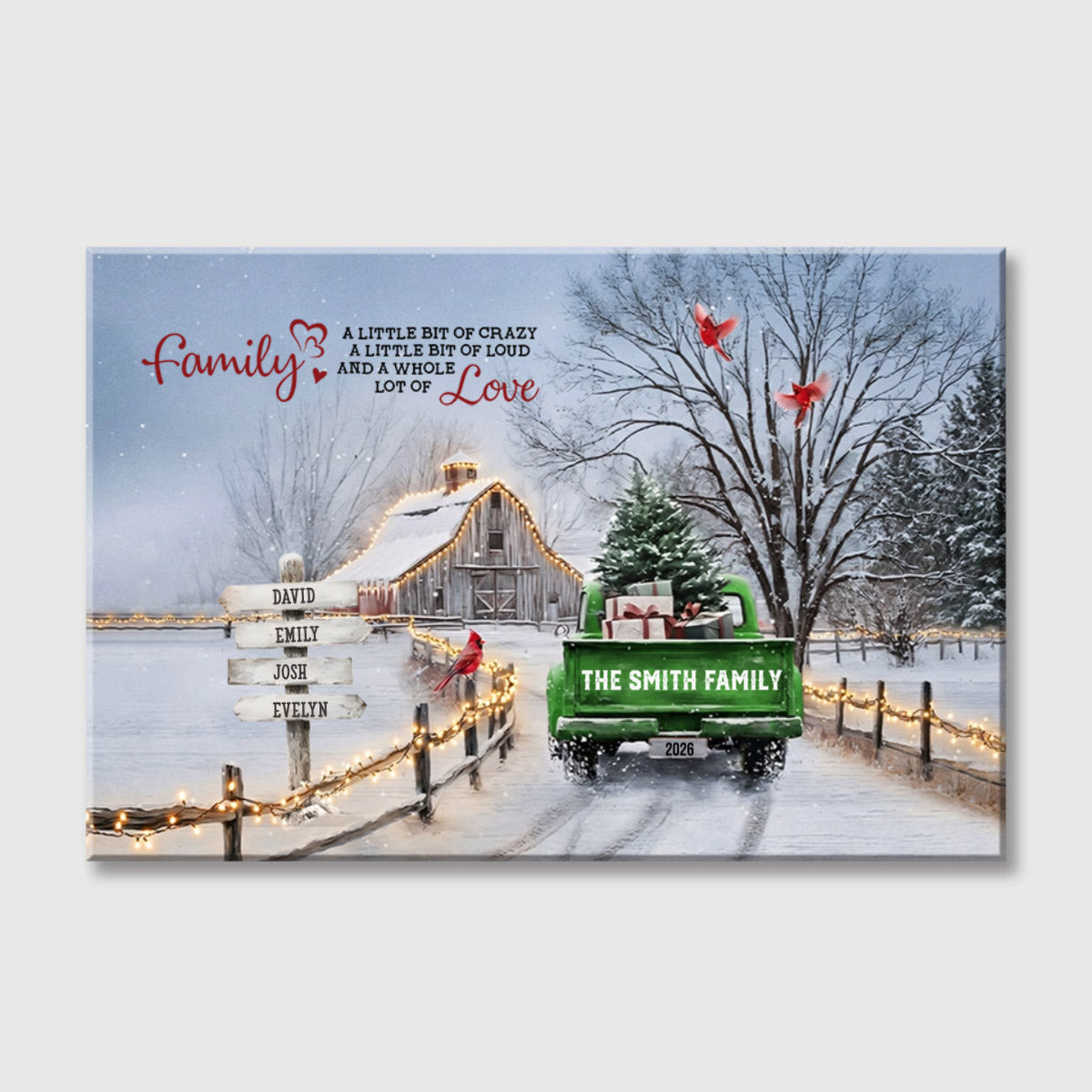 (Now with 11-20 People Option) Customizable ‘All Roads Lead Home at Christmas’ Truck Canvas / Poster - Personalize Names & Year