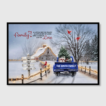 (Now with 11-20 People Option) Customizable ‘All Roads Lead Home at Christmas’ Truck Canvas / Poster - Personalize Names & Year