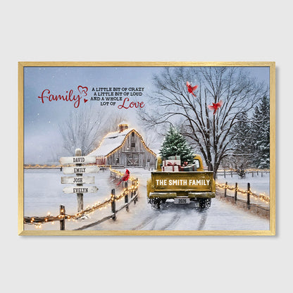 (Now with 11-20 People Option) Customizable ‘All Roads Lead Home at Christmas’ Truck Canvas / Poster - Personalize Names & Year