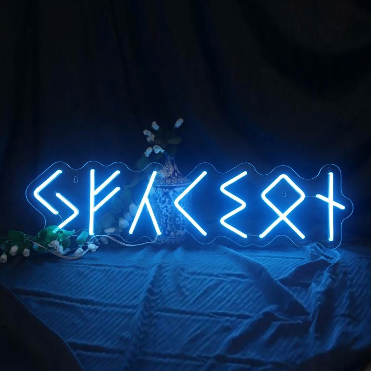 Personalised LED Neon Sign - Custom Name in Runes Viking Logo Light for Wall Decor