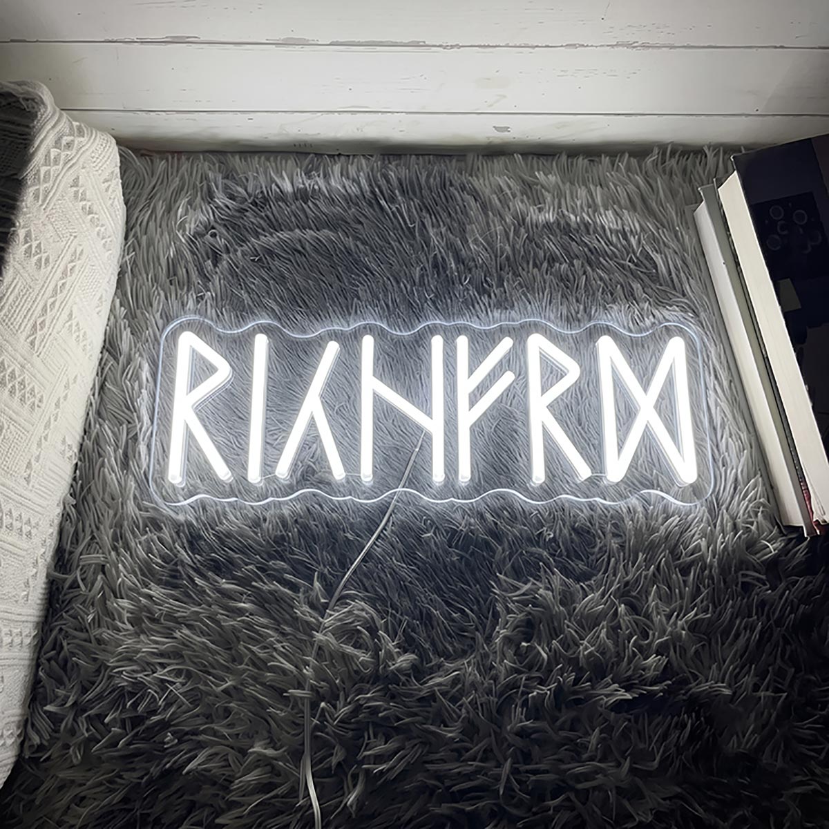 Personalised LED Neon Sign - Custom Name in Runes Viking Logo Light for Wall Decor