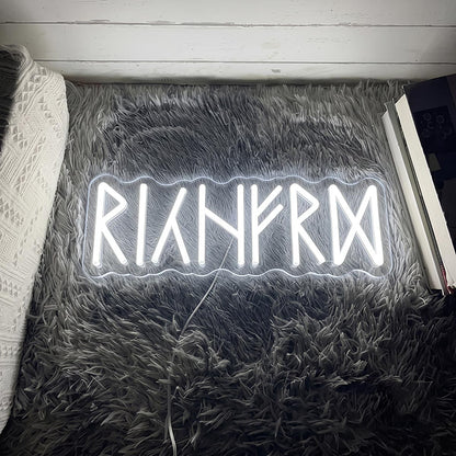 Personalised LED Neon Sign - Custom Name in Runes Viking Logo Light for Wall Decor