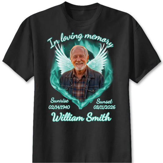 In Loving Memory Personalized Memorial Photo T-Shirt - Custom Family Remembrance Keepsake