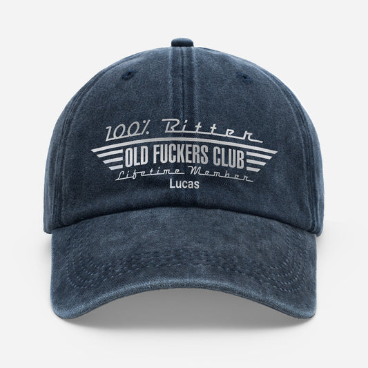 Custom Old Fuckers Club Hat for Dad with personalized design details for meaningful gifting