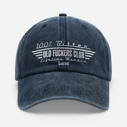 Custom Old Fuckers Club Hat for Dad with personalized design details for meaningful gifting