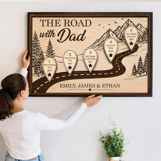The Road With Dad Milestones Personalized Canvas / Poster - Custom Father's Day Gift  for Dad