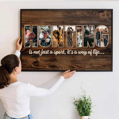 Personalized Deer Hunting Photo Collage Canvas / Poster - Customized Gift For Husband And Dad