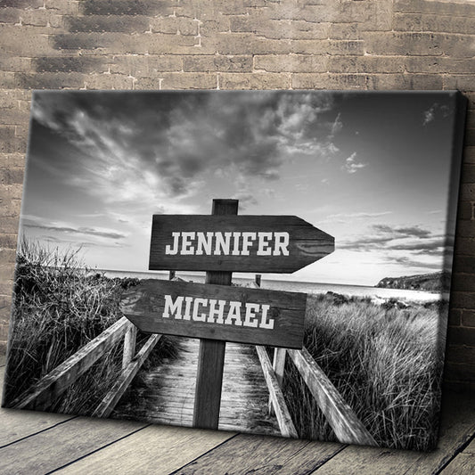 Our Names Are Recorded Next To The Ocean - Personalized Custom Canvas / Poster Wall Art