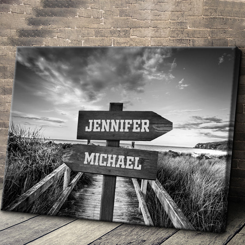 Our Names Are Recorded Next To The Ocean - Personalized Custom Canvas / Poster Wall Art