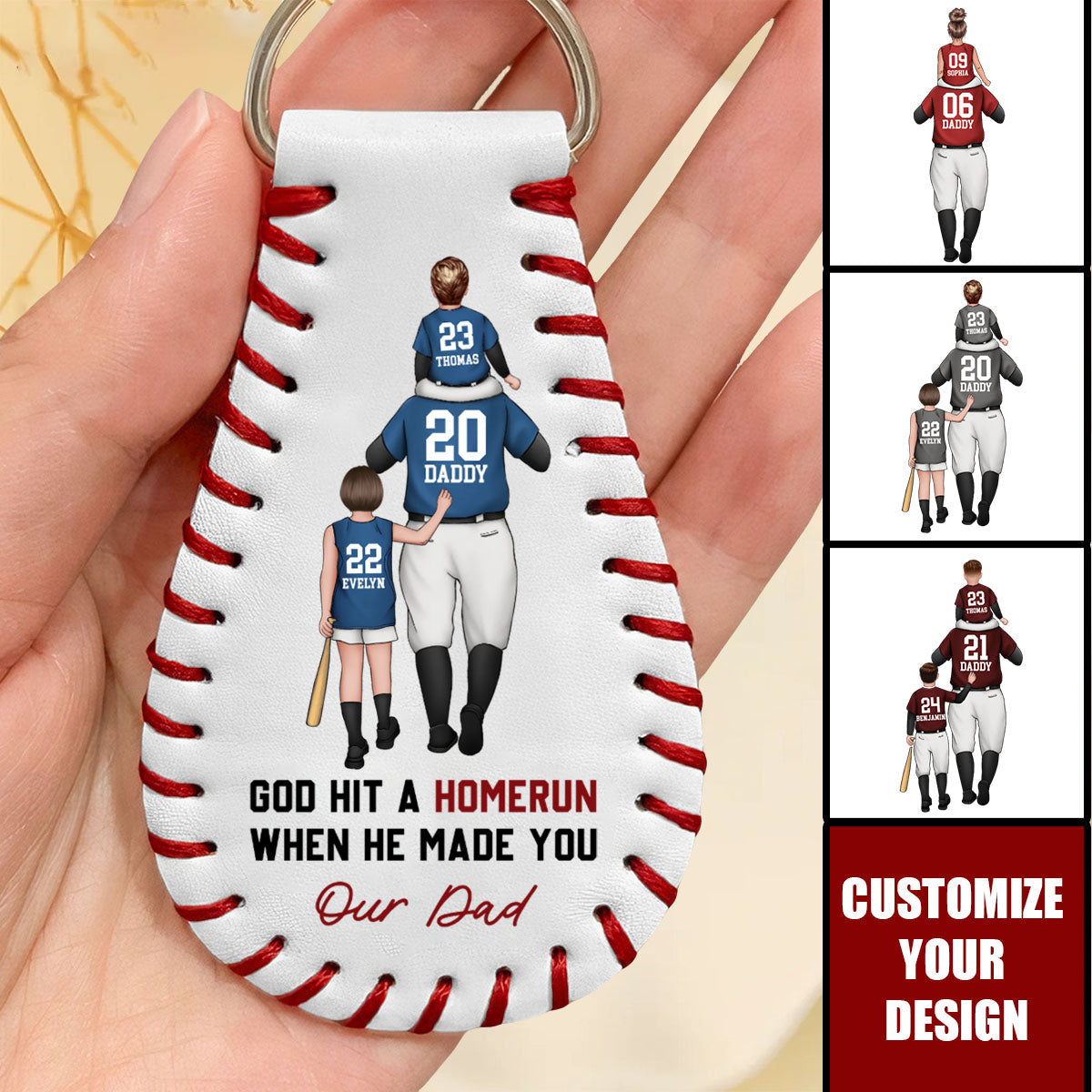 Personalized Baseball Keychain personalization view for Dad