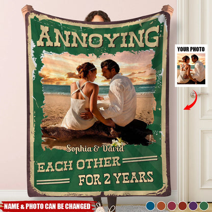 Annoying Each Other - Personalized Custom Family Members Photo Blanket