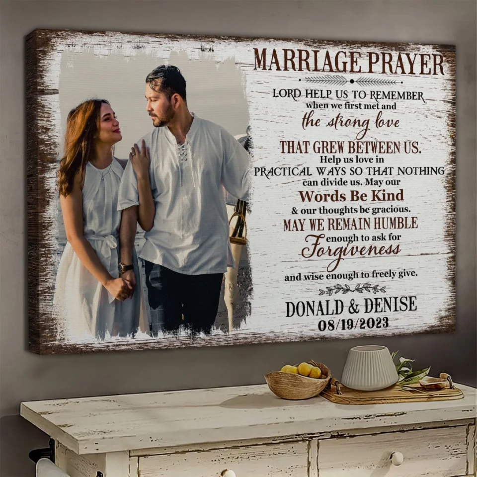 Personalized Marriage Prayer Canvas / Poster - Custom Photo Wedding Shower Gift