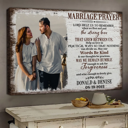 Personalized Marriage Prayer Canvas / Poster - Custom Photo Wedding Shower Gift