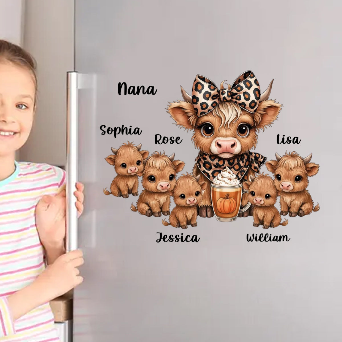 Custom Highland Cow Family Decal for Grandma with personalized design details for meaningful gifting image 6