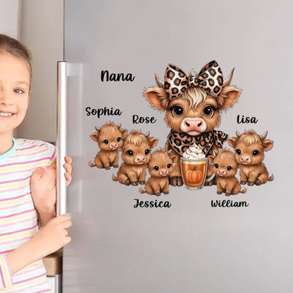 Custom Highland Cow Family Decal for Grandma with personalized design details for meaningful gifting image 6