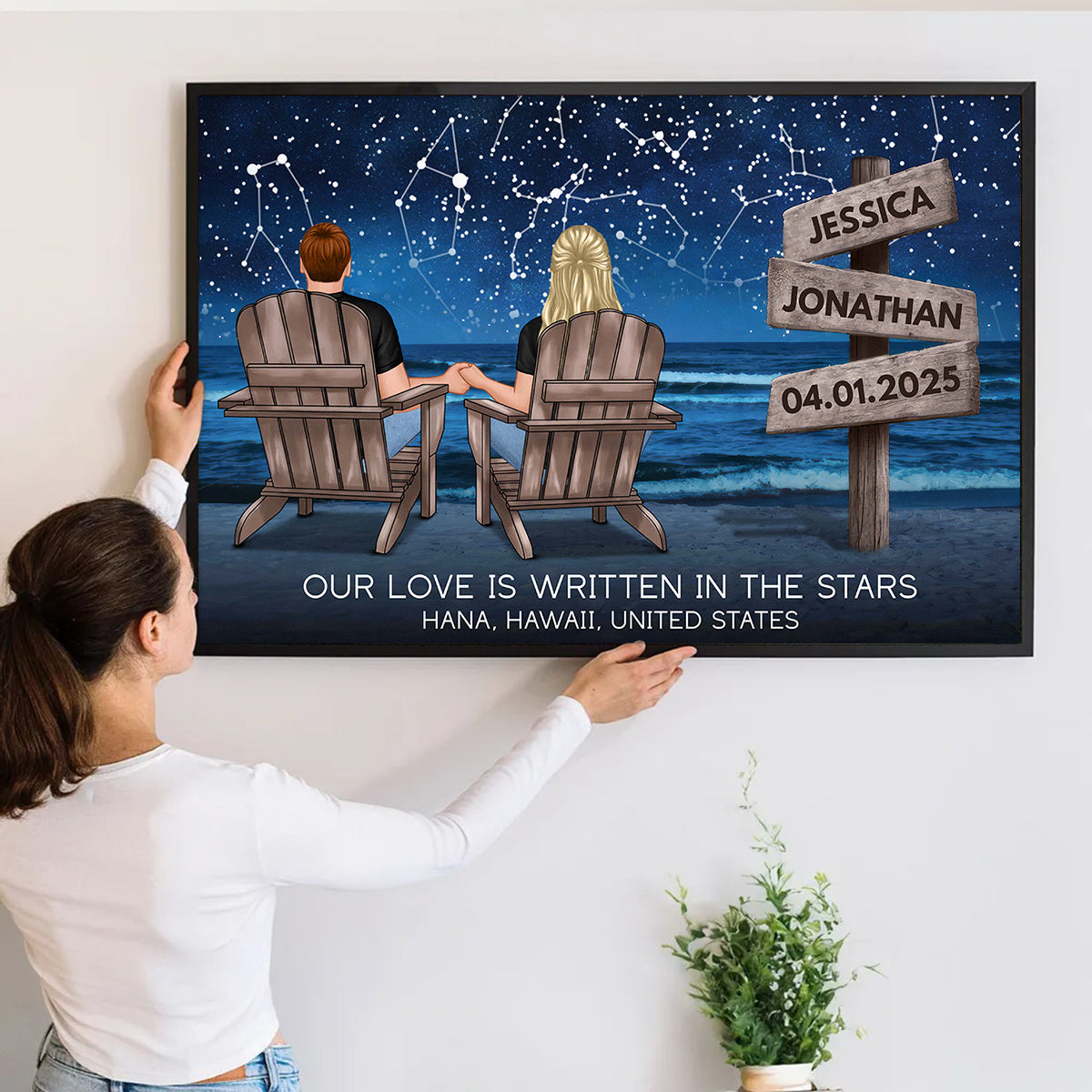 Personalized Customized Our Love Is Written In The Stars Canvas / Poster - Custom Gifts For Couple Anniversary