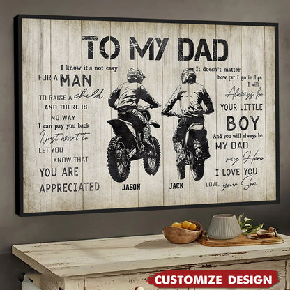 Personalized Motocross Dad Son Poster / Canvas - Custom Birthday & Father’s Day Gift